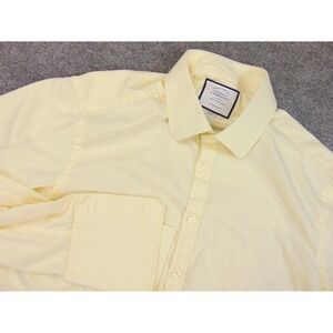 Charles Tyrwhitt Dress Shirt Mens 16.5x42 Yellow Extra Slim Fit French Cuffs
